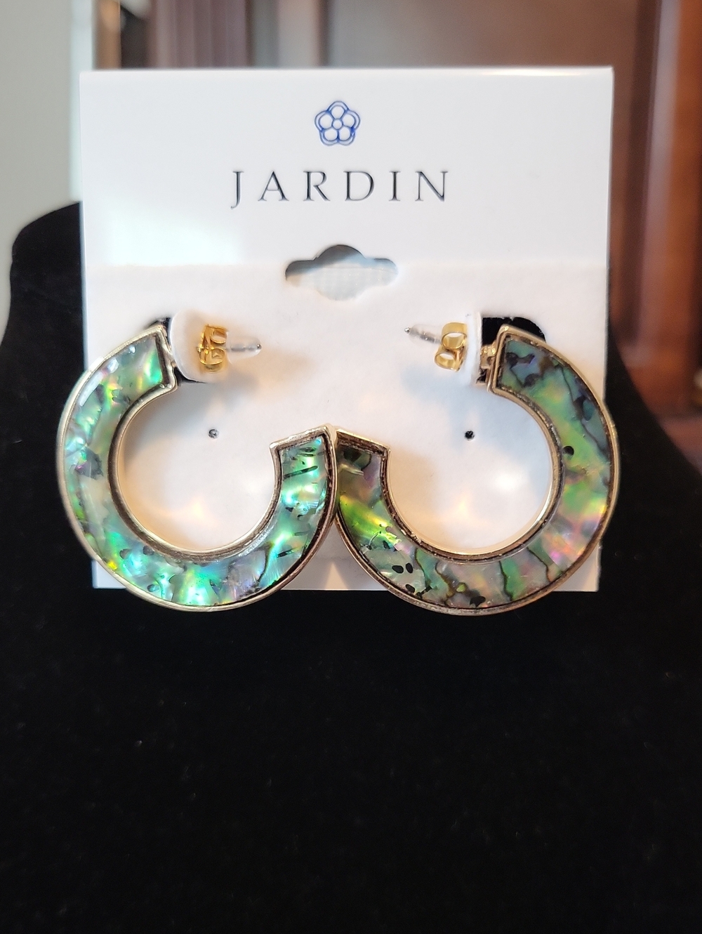 Jardin Reversible Iridescent Abalone/White Mother of Pearl Hoop Earrings